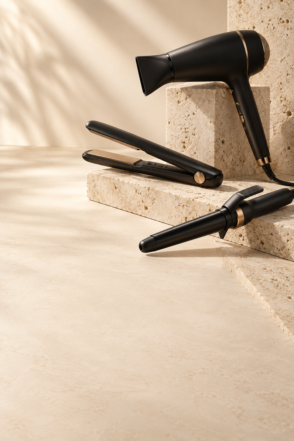 Strumenti professionali per lo styling su travertino